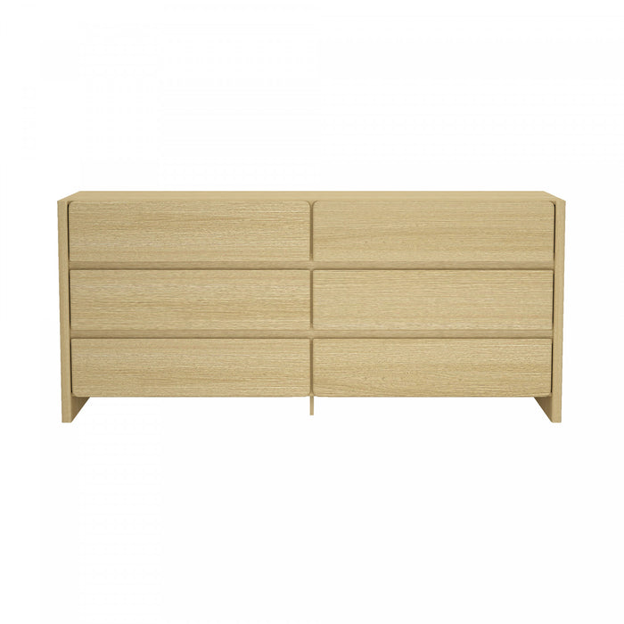 Linda Modern 72\" Dresser in Natural Oak (6-Drawer)