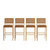 Philip Modern Rubber Wood Bar Stool Set of 4 with Woven Back Support,Natural | Philip – Lot de 4 tabourets de bar modernes en bois d’hevea avec dossier en tressage, finition naturelle