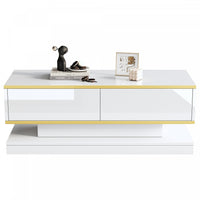 James Coffee Table with 2 Drawers Gold,White