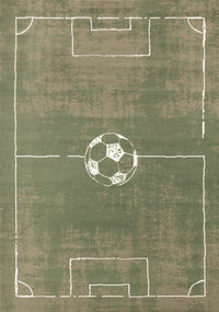 Florence Green Brown White Soccer Field Rug, 7'9