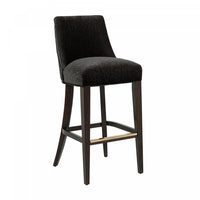 Beever Modern Chenille Wood Upholstered Barstool in Black 