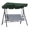 Outsunny 3-seat Patio Swing Chair, Outdoor Porch Swing Glider With Adjustable Canopy, Removable Cushion, And Weather Resistant Steel Frame, For Garden, Poolside, Backyard, Green