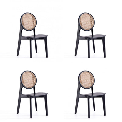 Versailles Industry Chic Wood Dining Chair in Black and Natural - Set of 4 | Chaise de salle a manger en bois style industriel Versailles en noir et naturel - Lot de 4