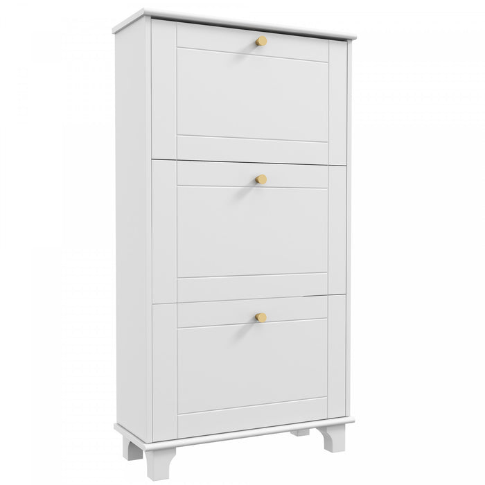 HOMCOM Modern Shoe Cabinet with 3 Flip Drawers for 12 Pairs of Shoes