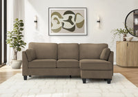 Upholstered Sofa Chaise Lounger, Light Brown Fabric Sofa 