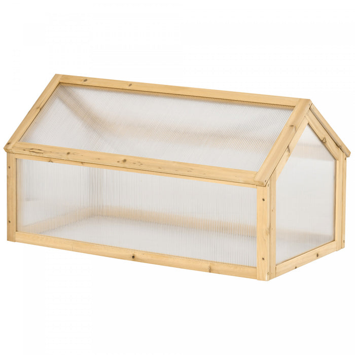 Outsunny Wooden Cold Frame Greenhouse Garden Portable Raised Planter With Openable Top For Indoor, Outdoor, Flowers, Vegetables, Plants, 35.5\" X 20.5\" X 19.5\", Light Brown