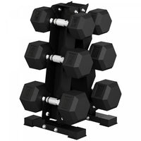 Soozier 120lbs Hex Dumbbell Weight Set with Vertical Rack for Home Gym