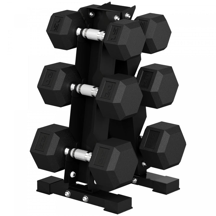 Soozier 120lbs Hex Dumbbell Weight Set with Vertical Rack for Home Gym
