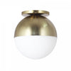 Dainolite Dayana 1 Light Flush Mount Incandescent Aged Brass White Glass Lamp
