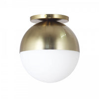 Dainolite Dayana 1 Light Flush Mount Incandescent Aged Brass White Glass Lamp