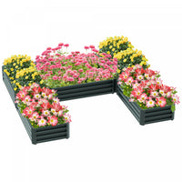 Outsunny 8×8×1ft Raised Garden Bed Kit，5 Pcs Outdoor Metal Planter Box For Vegetables, Flowers, Herb