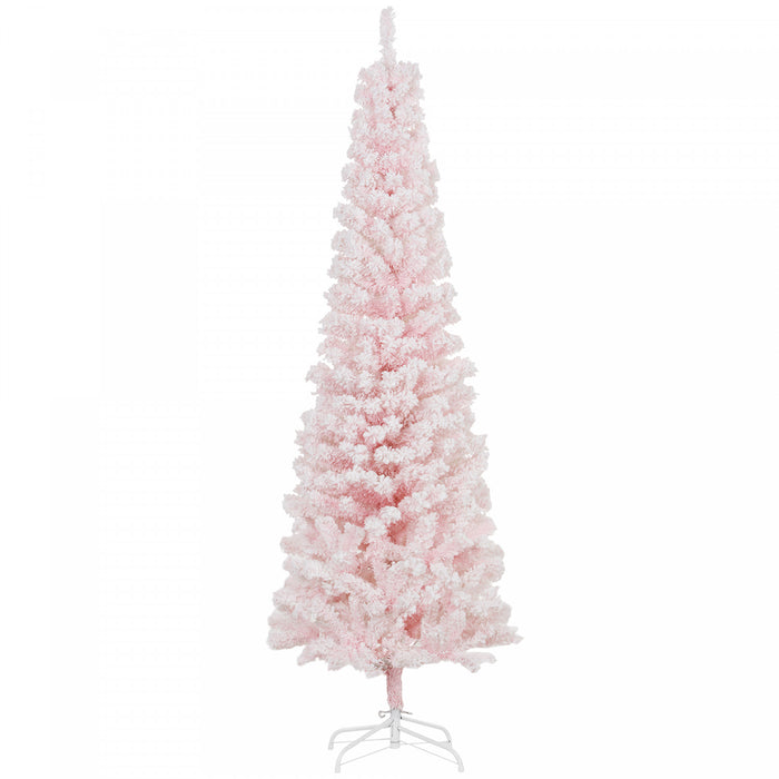 Homcom Snow Flocked Pencil Christmas Tree Slim Artificial Christmas Tree