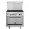 FORNO Commerciale 36 Inch Stainless Steel Gas Range, 6 Burners, 180,000 BTU Total - FCMGR0093-36