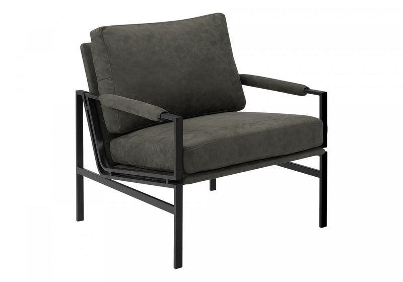 Monarch Specialties - Accent Chair, 36\"H, Upholstered, Living Room, Bedroom, Grey Fabric, Black Metal Legs
