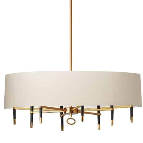 Dainolite Langford 8 Light Chandelier Vintage Bronze Cream Shade Lamp