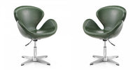 Raspberry Modern Upholstered Swivel Lounge Chair in Forest Green - Set of 2 Accent Chair 
