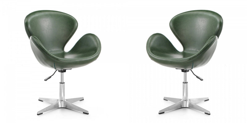 Raspberry Modern Upholstered Swivel Lounge Chair in Forest Green - Set of 2 Accent Chair
