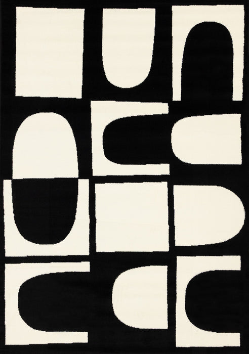 Florence Black White Dynamic Geometric Design, 5'3\" x 7'4\" Indoor Area Rug