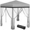 Outsunny 12x12 Pop Up Canopy Tent, Hexagon Gazebo With Mosquito Netting, Carry Bag, Stakes, Ropes, Height Adjustable Instant Sun Shelter For Outdoor, Garden, Patio, Light Grey