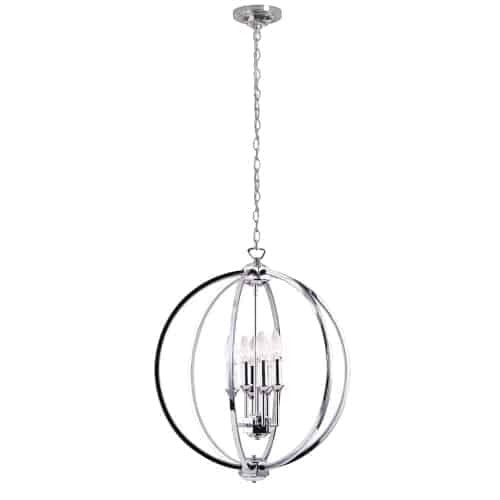 Dainolite Karland 6 Light Chandelier 20\" Dia Crystal Studded Banding Polished Chrome Finish Lamp