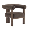 Crest Modern Upholstered Round Arm Accent Chair with Three-Leg Design, Dark Brown, Walnut