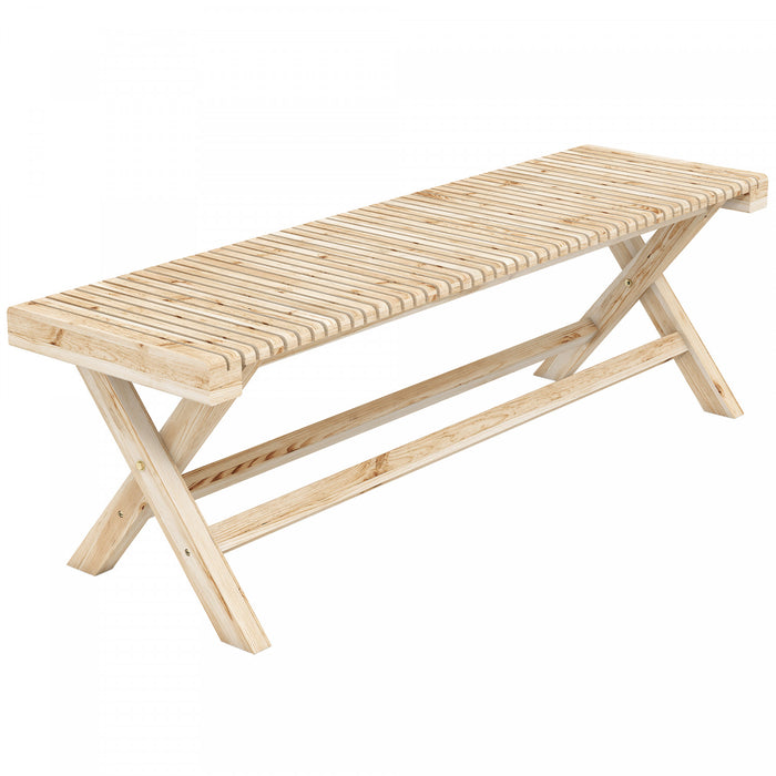 Outsunny 55.1\" Garden Bench 2-Seater Outdoor Bench, Natural Wood Finish