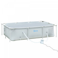 Outsunny 8.3’ X 5’ X 26” Frame Above Ground Swimming Pool Set, Grey