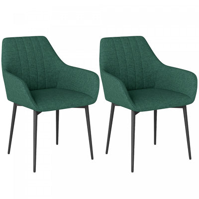 HOMCOM Dining Chairs Set of 2, Upholstered Accent Chairs with Metal Legs