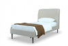 Heather Mid-Century Modern Velvet Upholstered Twin Bed in Cream and Black