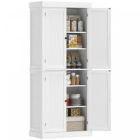 HOMCOM Freestanding 4 Door Kitchen Pantry Cabinet with Shelves White