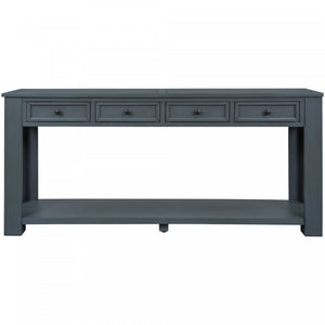 Gracie Solid Wood Console Table With Drawers And Shelf - Navy