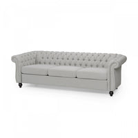 Colin Fabric 3 Seater Sofa With Tufted Back And Nailhead Trim - Grey