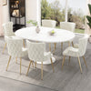 Luna Velvet Dining Chairs with Tufted Upholstered and Gold Metal Legs Set of 6, Beige