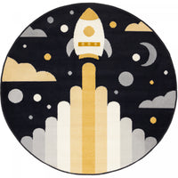 Forte Kids Spaceship Round Area Rug - 5'3
