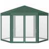 Outsunny Φ13' Hexagon Party Tent Patio Gazebo Outdoor Activity Event Canopy Quick Sun Shelter Pavilion With Netting Mesh Sidewall Green