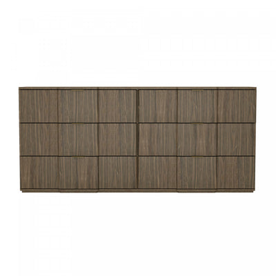 Clive Mid-Century Modern 72" Dresser in Walnut Brown and Gold (6-Drawer) | Commode Clive style milieu du siecle 183 cm en noyer brun et or (6 tiroirs)