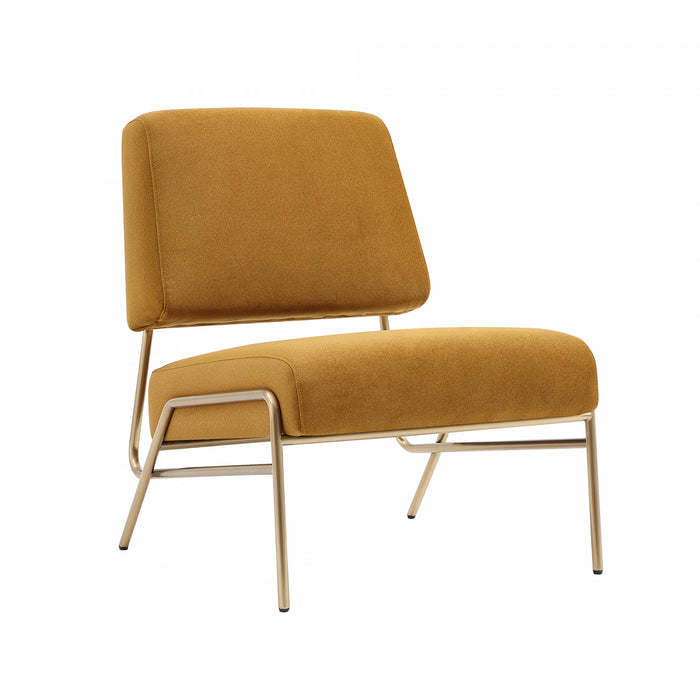 Serenity Contemporary Modern Metal Upholstered Lounge Chair in Mustard