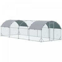 Pawhut Galvanized Large Metal Chicken Coop Cage Walk-in Enclosure Poultry Hen Run House Playpen Rabb