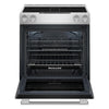 KitchenAid® 6.4 Cu. Ft. Electric Downdraft Slide-In Range - PrintShield™ Stainless Finish - KSEV730TPS  | Cuisinière électrique encastrée KitchenAid de 6,4 pi3 à aspiration descendante - fini en acier inoxydable PrintShieldMC - KSEV730TPS