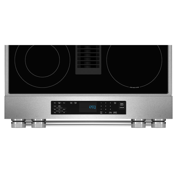 KitchenAid® 6.4 Cu. Ft. Electric Downdraft Slide-In Range - PrintShield™ Stainless Finish - KSEV730TPS 