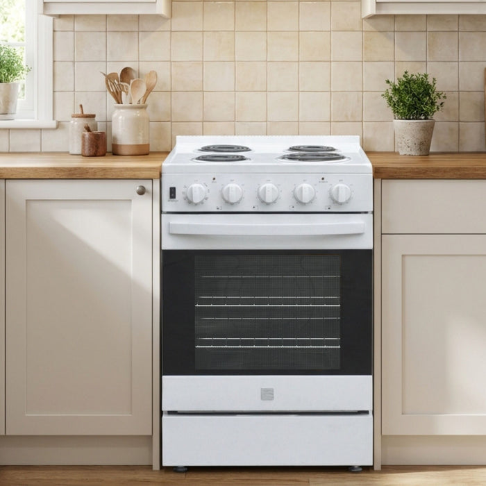 Kenmore 24” Front Control Freestanding Coil Electric Range – White - KKCTR24-FC-W
