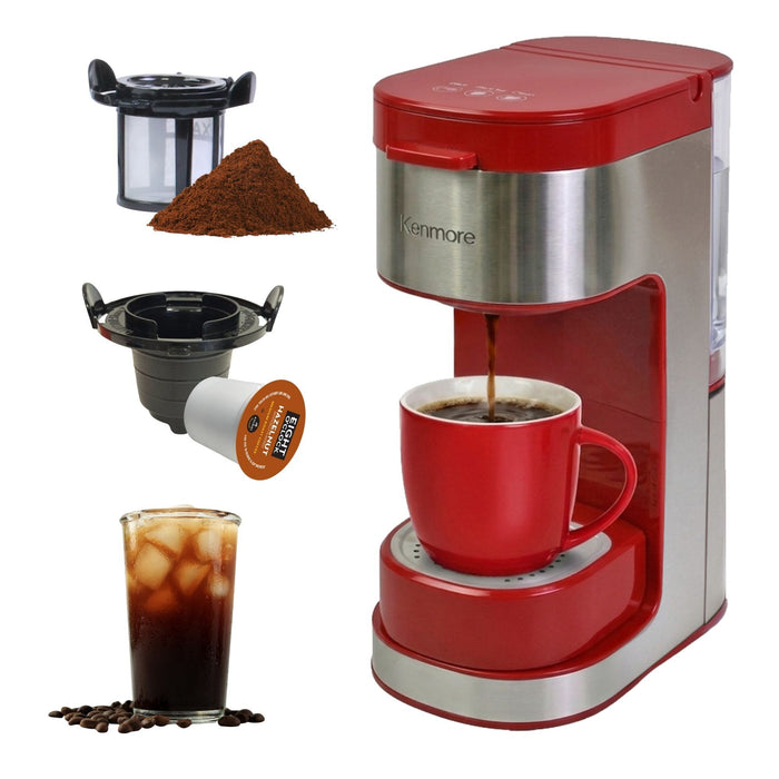 Kenmore Single Serve Coffee Maker with Travel Mug – Red - KKCMKCM-R