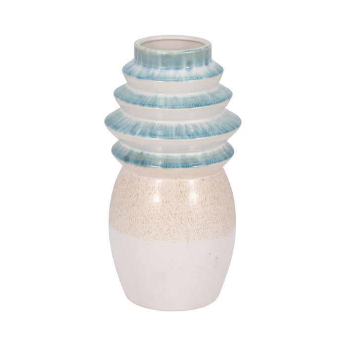 12\" Fluted Top Vase Reactive Finish - Multi-Colour