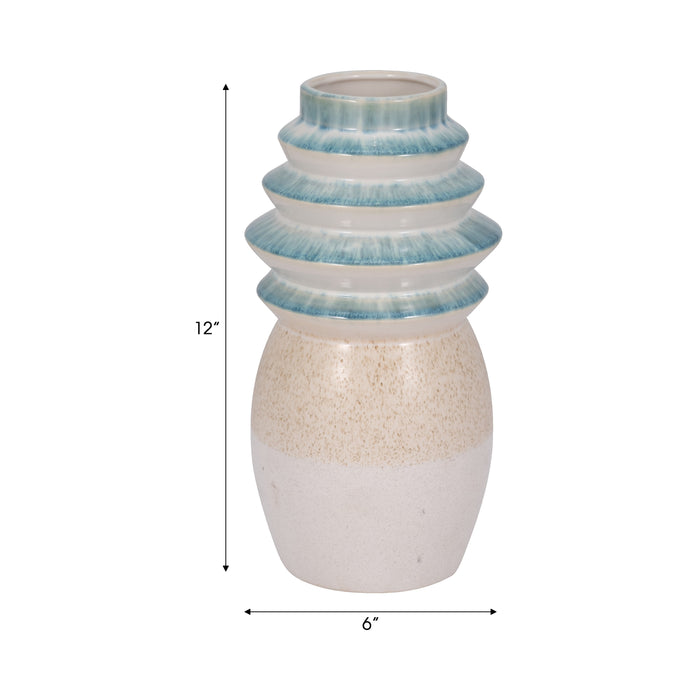 12\" Fluted Top Vase Reactive Finish - Multi-Colour