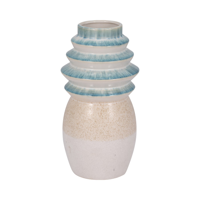 12\" Fluted Top Vase Reactive Finish - Multi-Colour