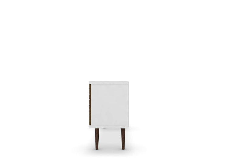 Manhattan Comfort Liberty 53.14\" Mid-Century Modern TV Stand with 5 Shelves & 1 Door - White & Brown
