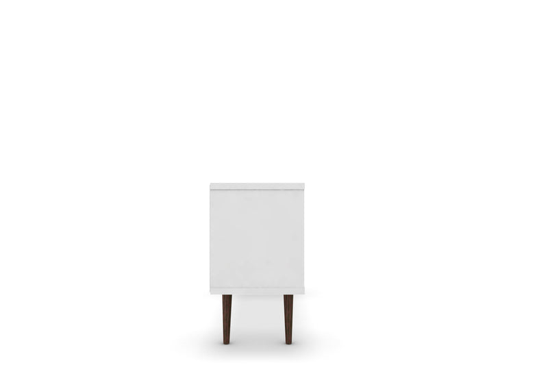 Manhattan Comfort Liberty 53.14\" Mid-Century Modern TV Stand with 5 Shelves & 1 Door - White & Brown