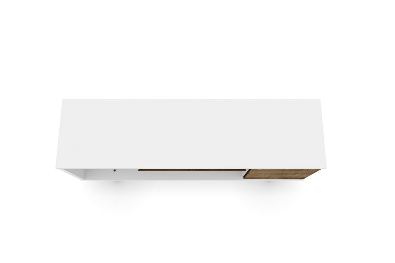 Manhattan Comfort Liberty 53.14\" Mid-Century Modern TV Stand with 5 Shelves & 1 Door - White & Brown