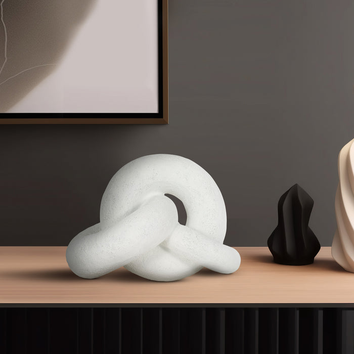 9\" Resin Knot Decor Rough Finish - White