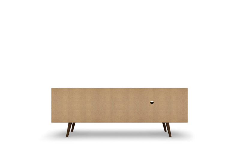 Manhattan Comfort Liberty 62.99\" Mid-Century Modern TV Stand with 3 Shelves & 2 Doors - White & Rustic Brown